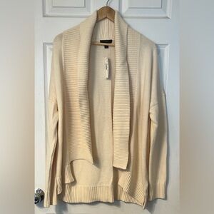 ⭐️J Crew Ivory Chunky Open-Front Cardigan Sweater Shawl Collar Sz L